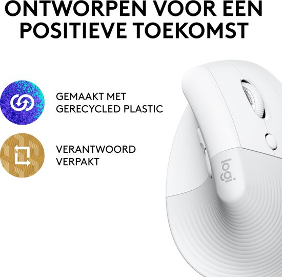 Logitech Lift - Verticale ergonomische muis - Rechtshandig - Wit