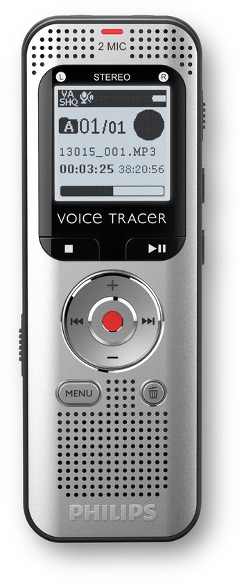 Philips DVT2015 Audio recorder incl. Sembly - Stereo MP3/PCM - Sembly spraak-naar-tekst cloudsoftware/ spraakherkenning - 8GB - USB