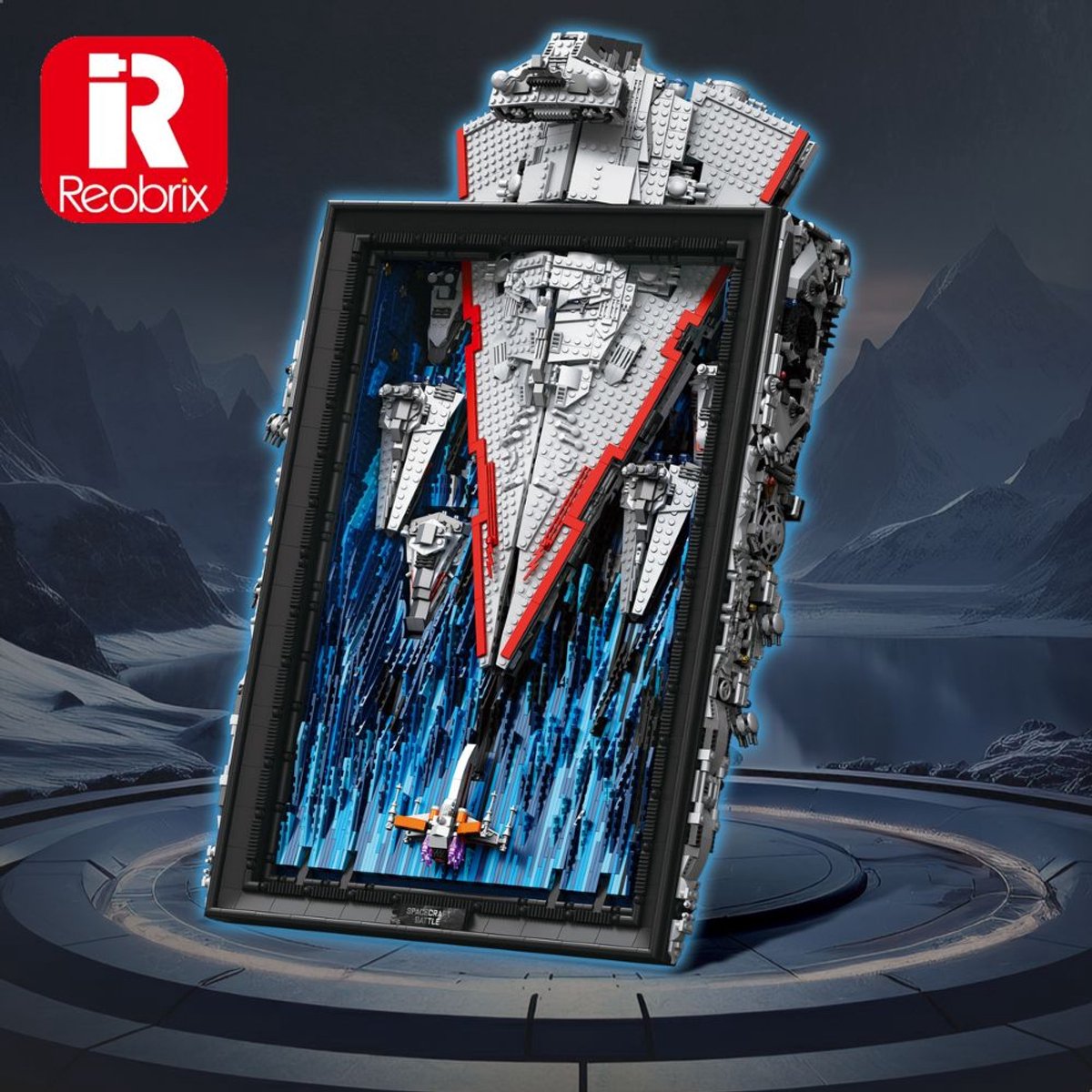 Reobrix 99007 Millennium Star Wall art bouwset | Space wars constructie modelbouw | Educatief ruimte militair & leger speelgoed bouwpakketten voor kinderen & volwassenen | DIY Wanddecoratie schilderij geschikt voor Lego | Bouwdoos met 5964 bouwstenen — afbeelding 12