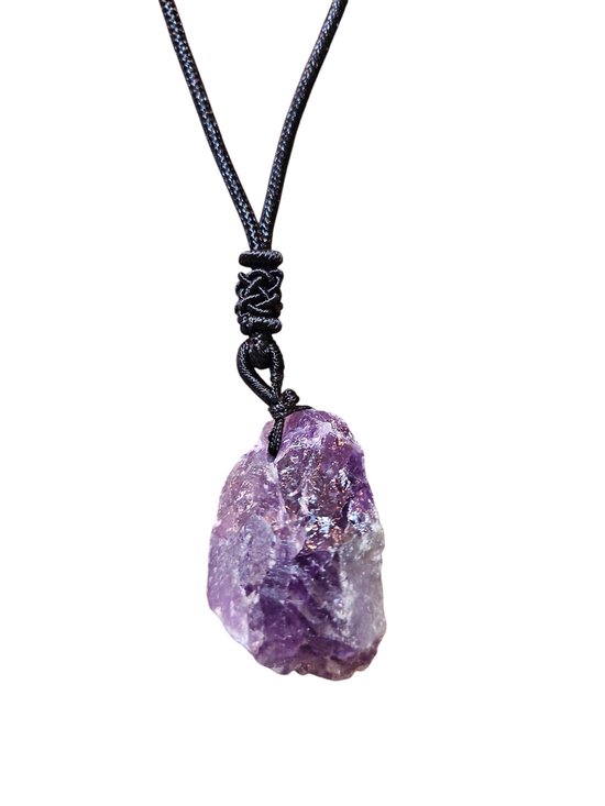 Ruwe Amethist Hanger met verstelbare Ketting