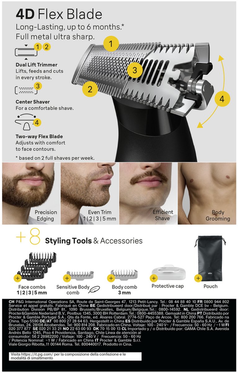 Braun All-in-One Series XT5 +8 Stylingtools - 4D Flex Scheerblad thumbnail 3