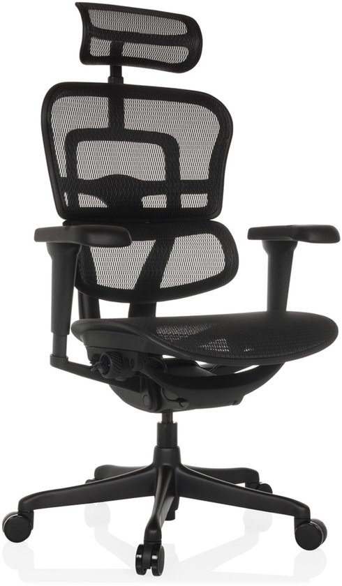 hjh OFFICE Venus Base 657130 Bureaustoel, managersstoel, netstof, zilvergrijs, ergonomische flexibele lendensteun, hoog zitcomfort, draaistoel ergonomisch, verstelbare armleuningen, bureaustoel