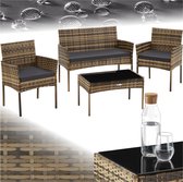 Bol.com tectake® - Wicker tuinset Palese - Zitgroep voor 4 personen - Tuinmeubelset met loungebank tuintafel en 2 tuinstoelen in... aanbieding