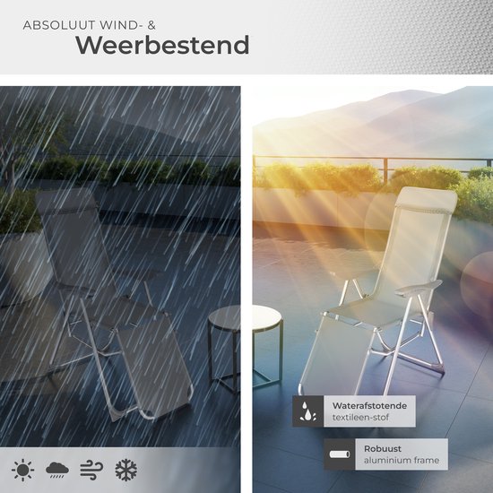 tectake® - Set van 2 klapstoelen - Aluminium tuinstoelen - Inklapbaar met hoofdsteun en voetensteun - Ligstoelen voor in de tuin, terras of balkon - Campingstoel - Grijs van Merkloos — afbeelding 3
