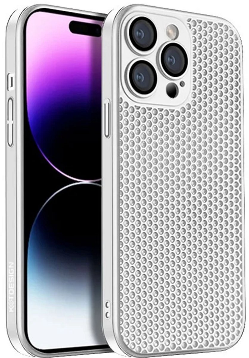 Cityhoesje - iPhone 15 Pro - Kstdesign Icenets - Series Backcover, Heat Dissipation Hard - Wit