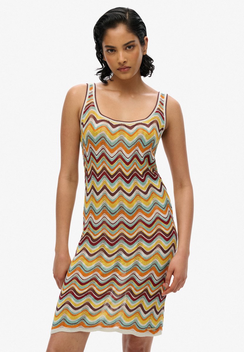 Superdry Gebreide mini-jurk met zigzagmotief Dames Jurken Mint