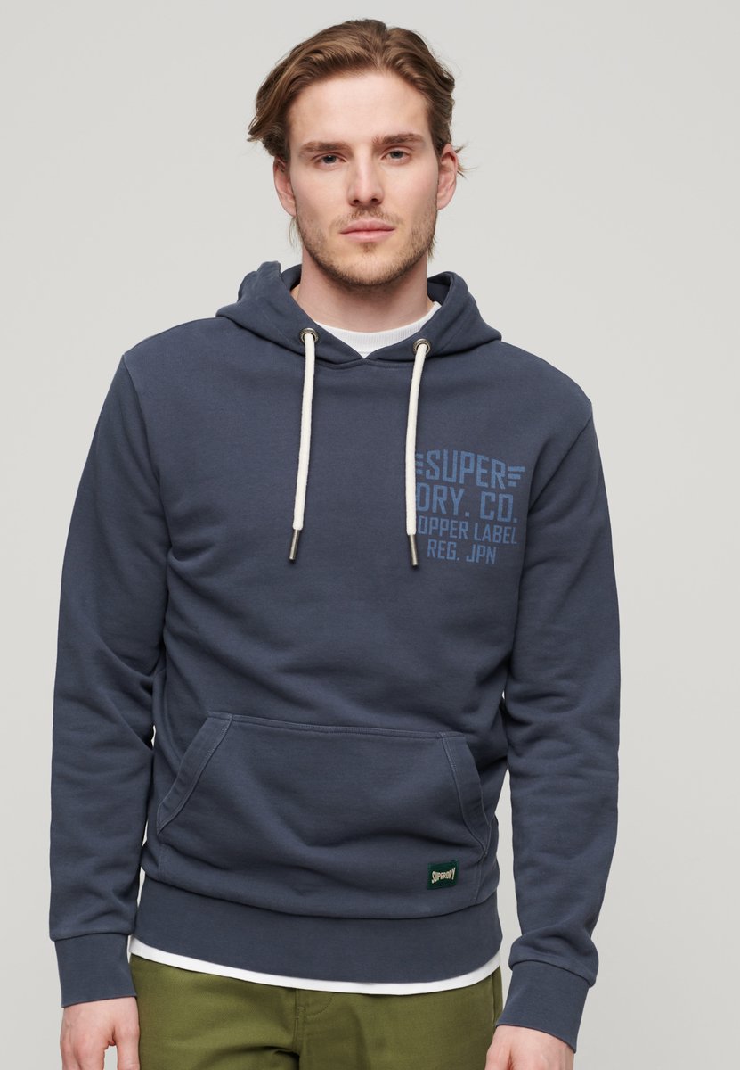 Superdry Hoodie met koperen label en print Heren Hoodies Marineblauw