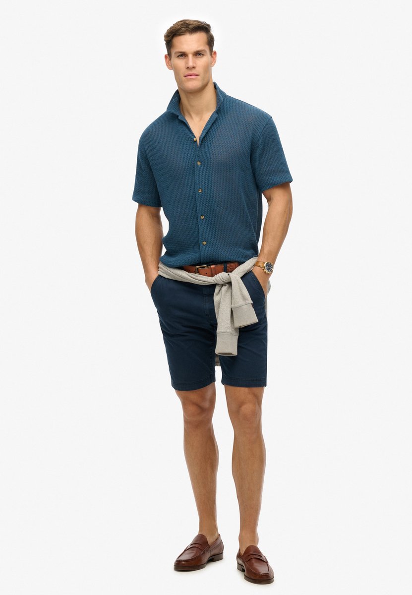 Superdry Gebreid overhemd met textuur Heren Shirts Marineblauw