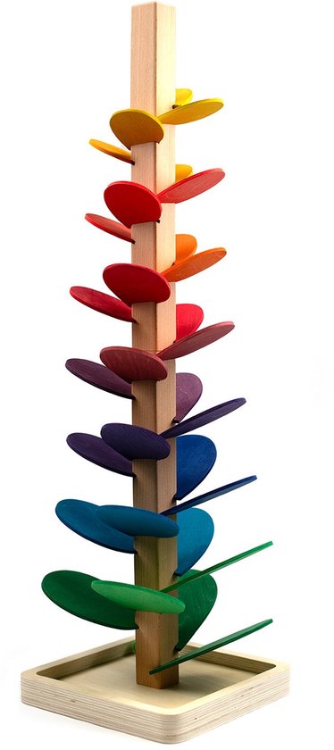 Houten speelgoed - Knikkerbaan boom medium (72cm) - Montessori - Open einde speelgoed Rainbow