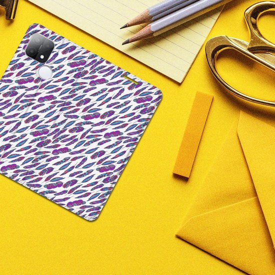 Flip Cover OPPO A15 Coque de téléphone Plumes Couleur