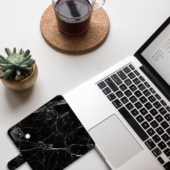 Étui pour téléphone OPPO A15 Portefeuille Étui pour livre Cadeau Vaderdag Marbre Zwart