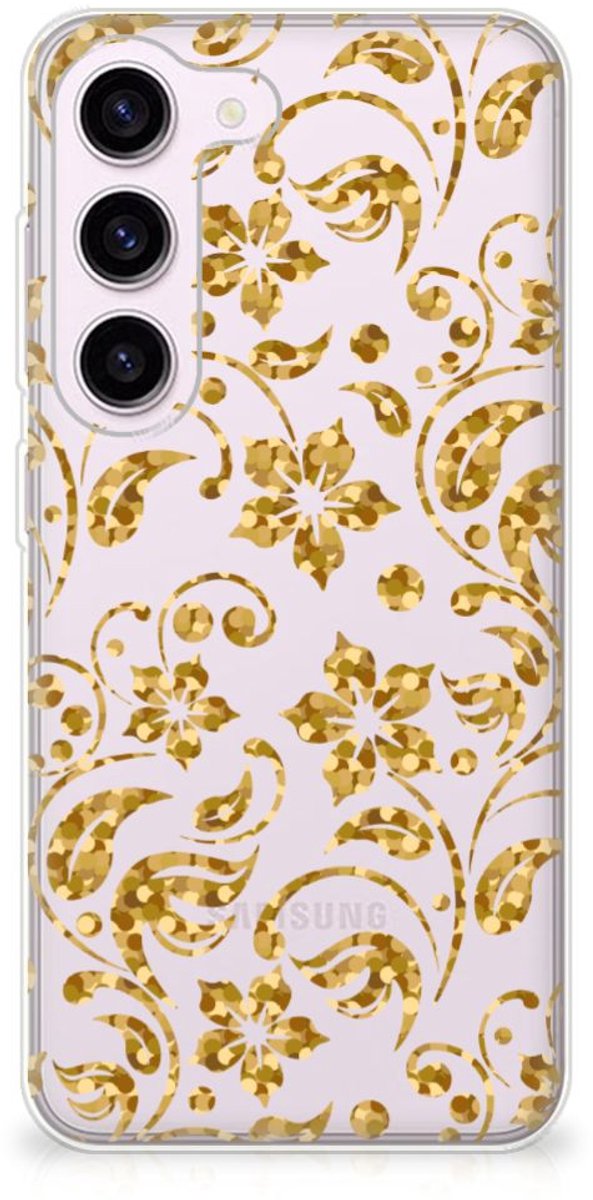 Samsung Galaxy S23 TPU Case Gouden Bloemen