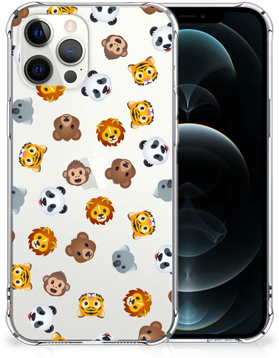 Doorzichtige Silicone Hoesje voor iPhone 12 Pro Max Dieren Emojis