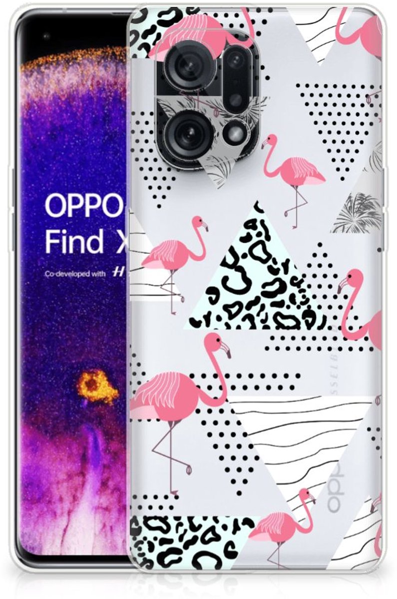 OPPO Find X5 TPU Hoesje Flamingo Triangle