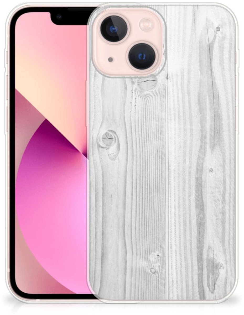 iPhone 13 mini Bumper Hoesje White Wood