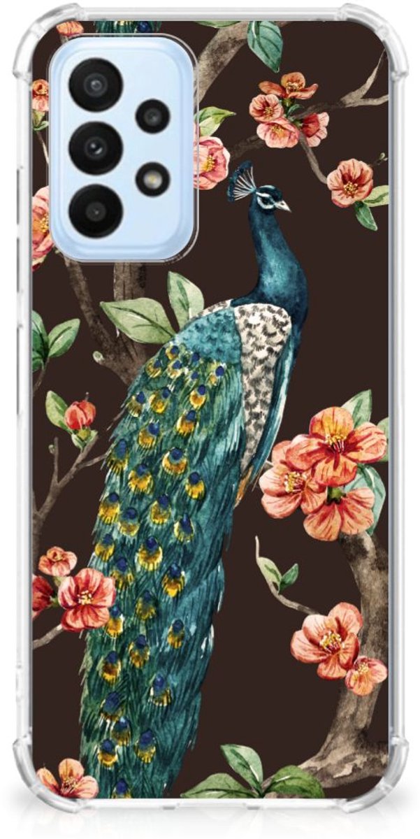 Samsung Galaxy A23 Case Anti-shock Pauw met Bloemen
