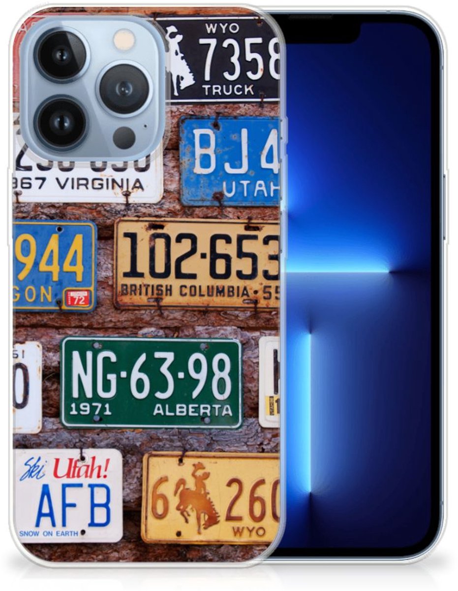 Apple iPhone 13 Pro Siliconen Hoesje met foto Kentekenplaten