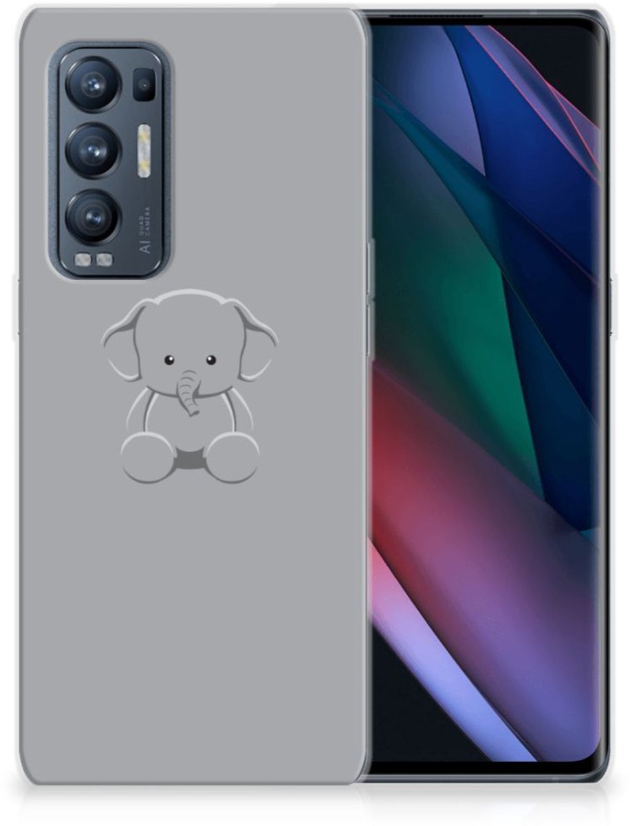 OPPO Find X3 Neo Telefoonhoesje met Naam Grijs Baby Olifant