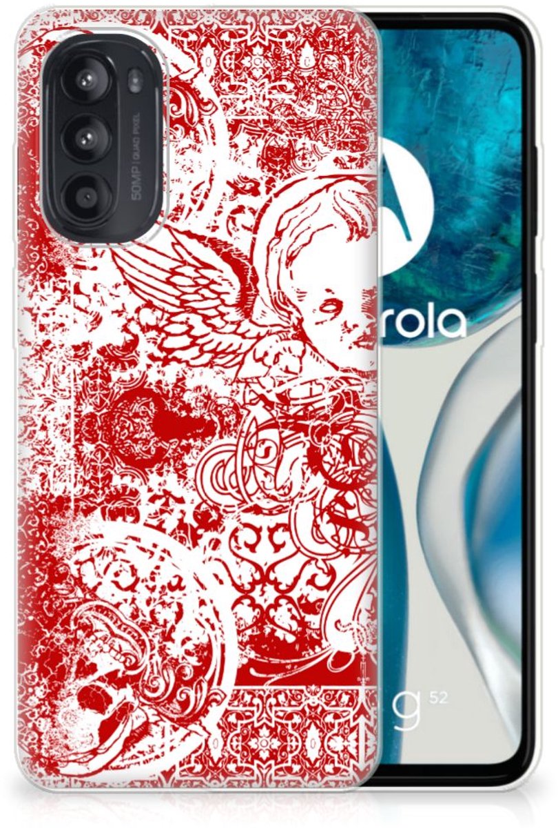 Silicone Back Case Motorola Moto G52/G82 Angel Skull Rood