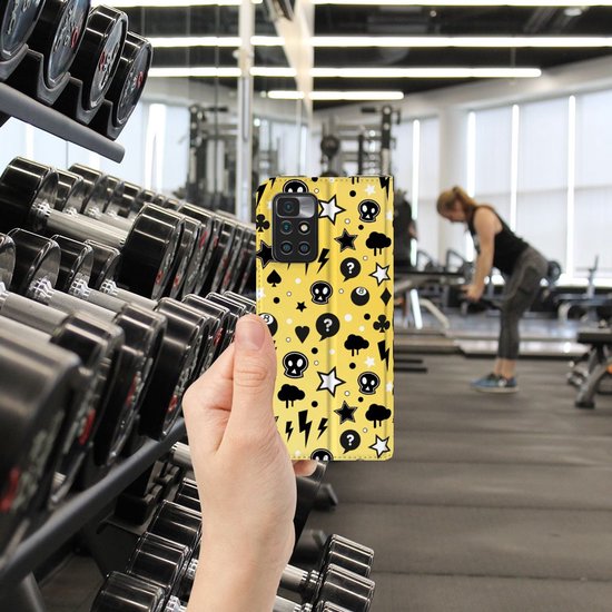 Coque Xiaomi Redmi 10 Etui Portefeuille avec Porte-Cartes Punk Yellow