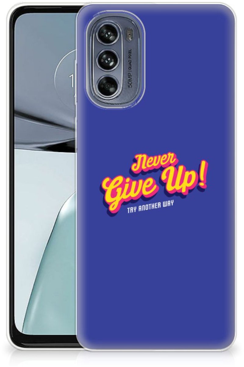 Motorola Moto G62 5G Siliconen hoesje met naam Never Give Up