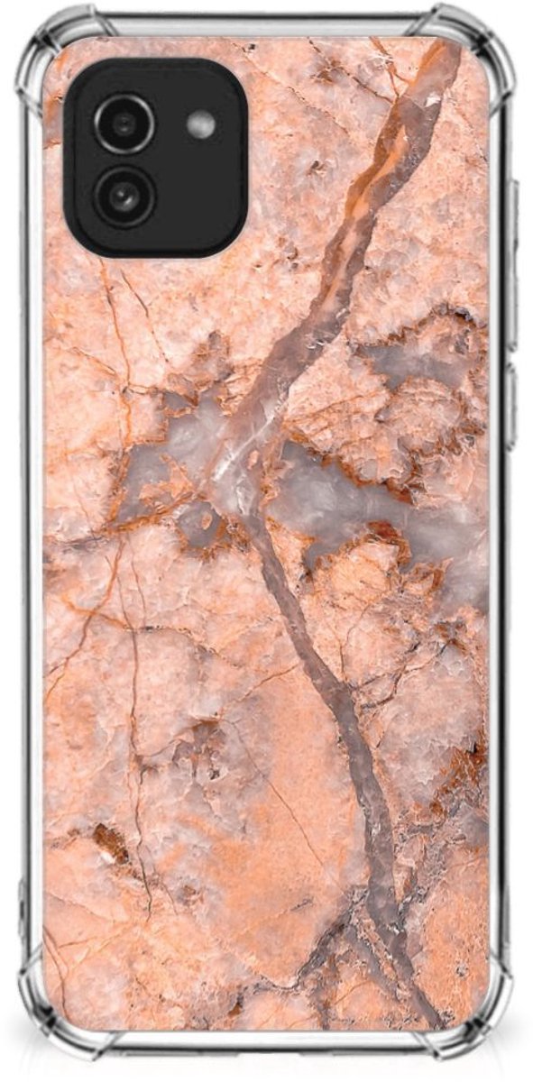 Samsung Galaxy A03 Anti-Shock Hoesje Marmer Oranje