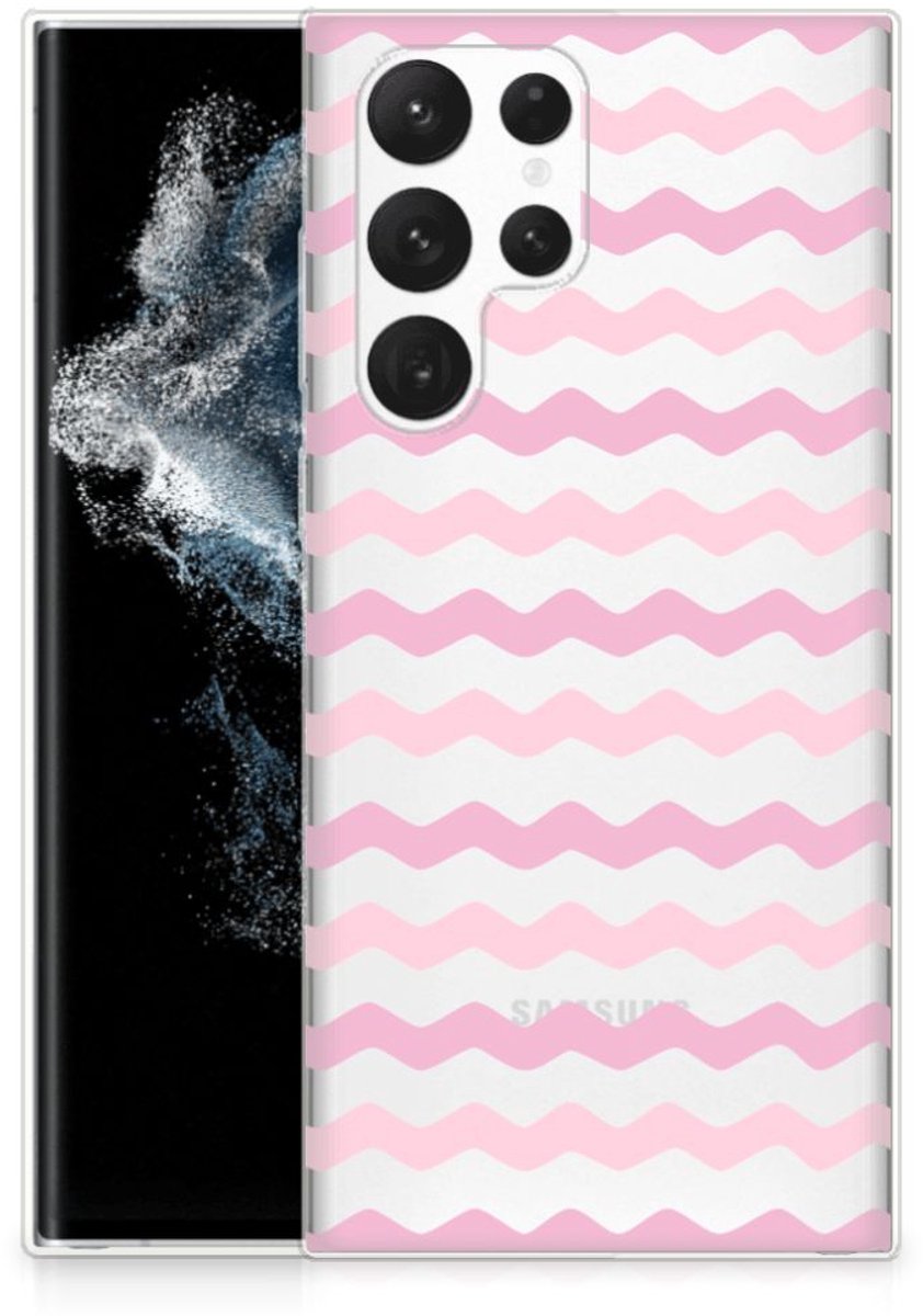 Samsung Galaxy S22 Ultra TPU bumper Waves Roze