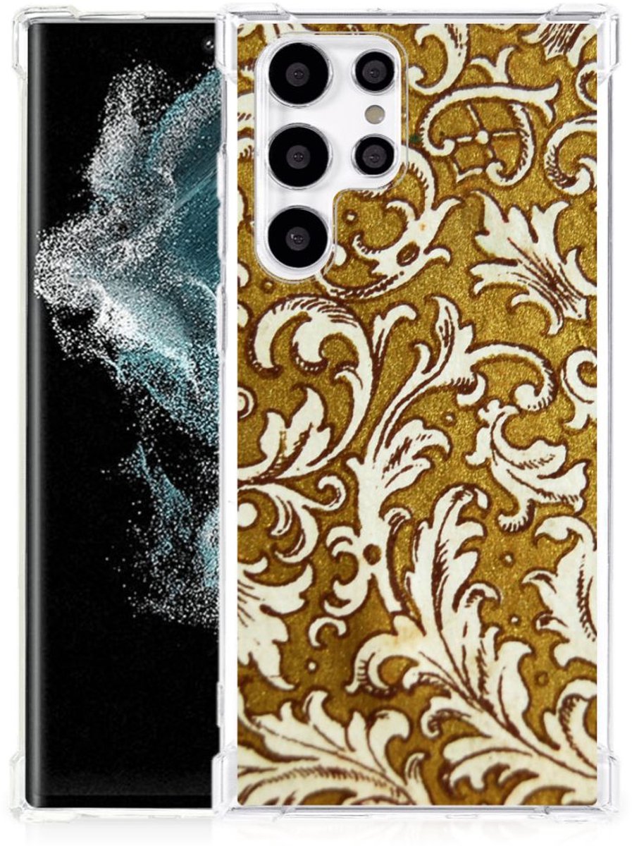 Back Cover voor Anti Shock Case Samsung Galaxy S22 Ultra Barok Goud