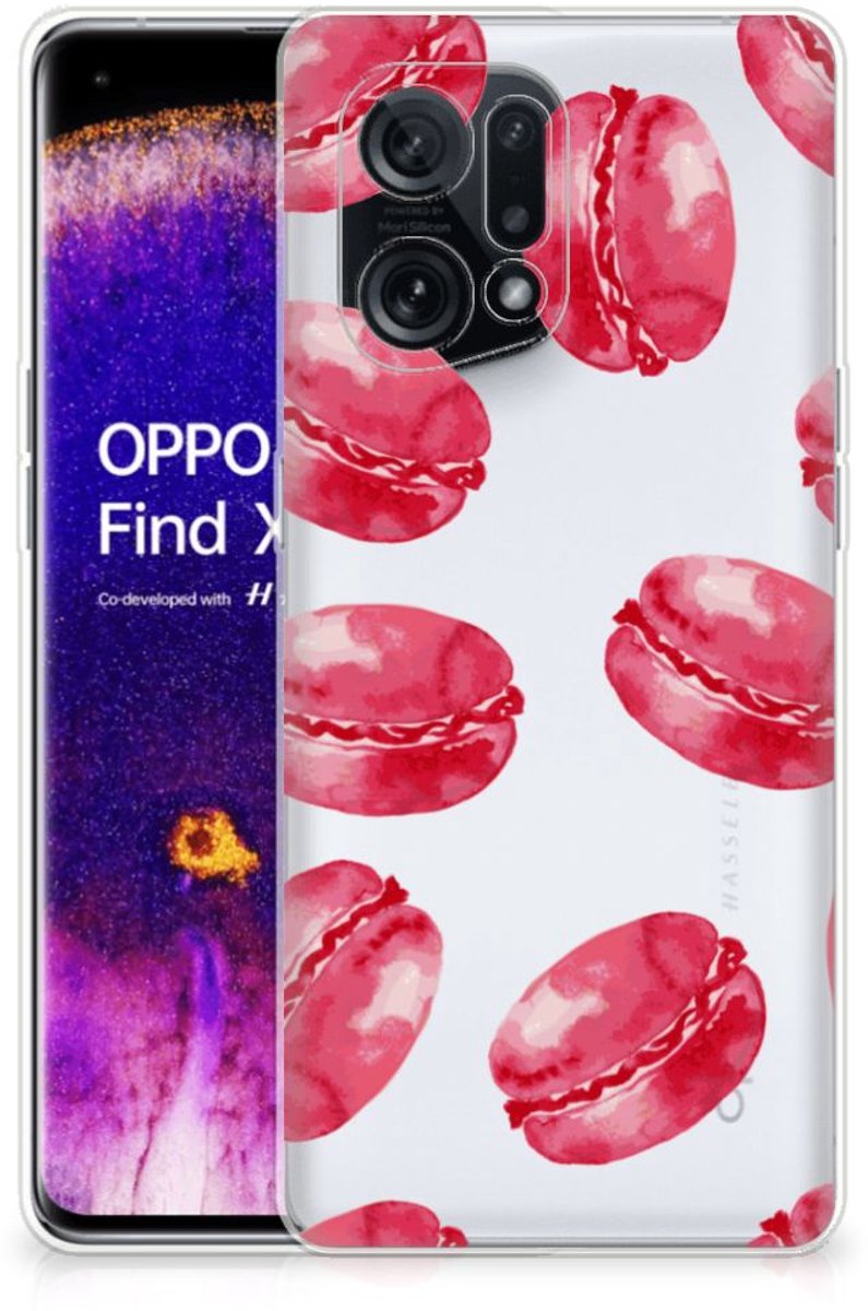 OPPO Find X5 Siliconen Case Pink Macarons