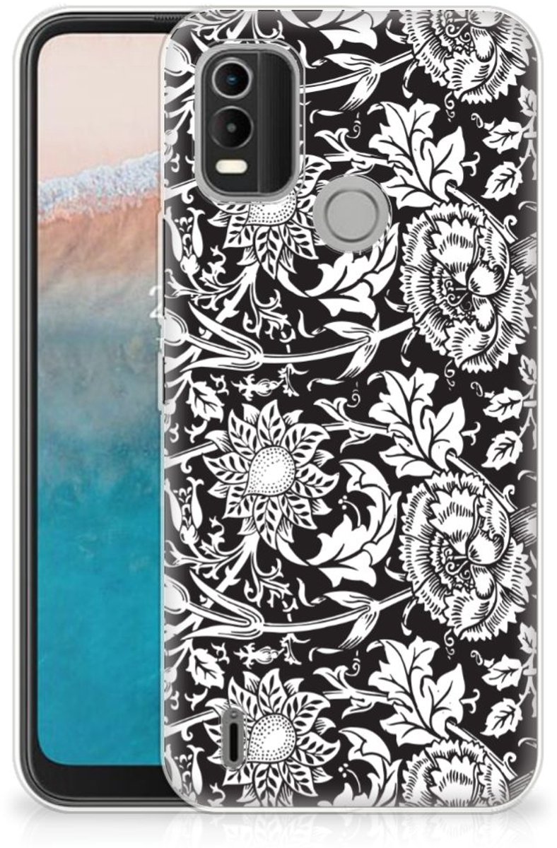 Nokia C21 Plus TPU Case Black Flowers
