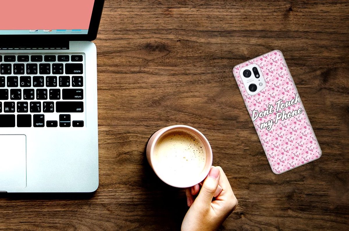 OPPO Find X5 Pro Silicone-hoesje Flowers Pink DTMP
