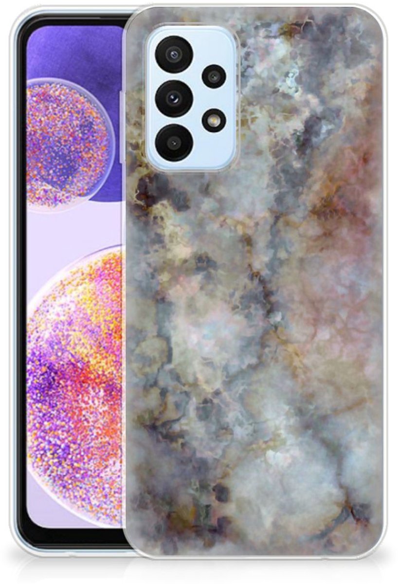 Samsung Galaxy A23 TPU Siliconen Hoesje Marmer Grijs