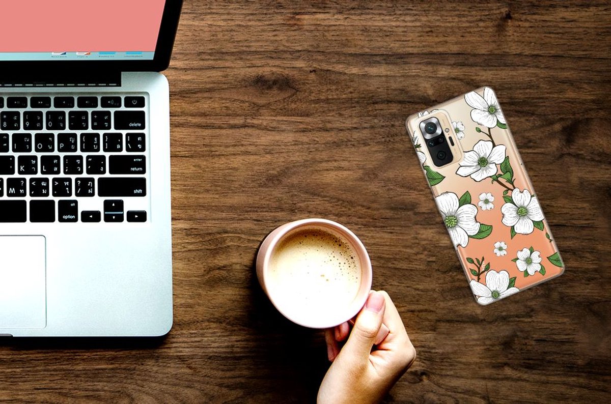 Back Cover voor Xiaomi Redmi Note 10 Pro TPU Case Dogwood Flowers