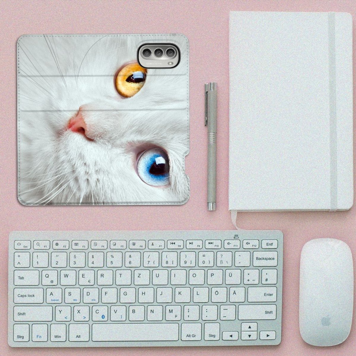 Motorola Moto G51 5G Hoesje maken Witte Kat
