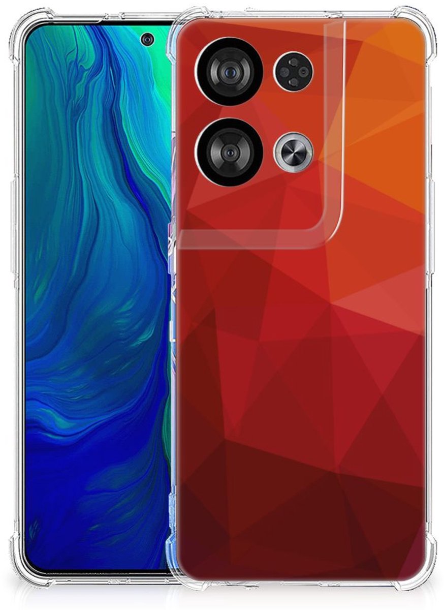 Shockproof Case voor OPPO Reno8 Polygon Red