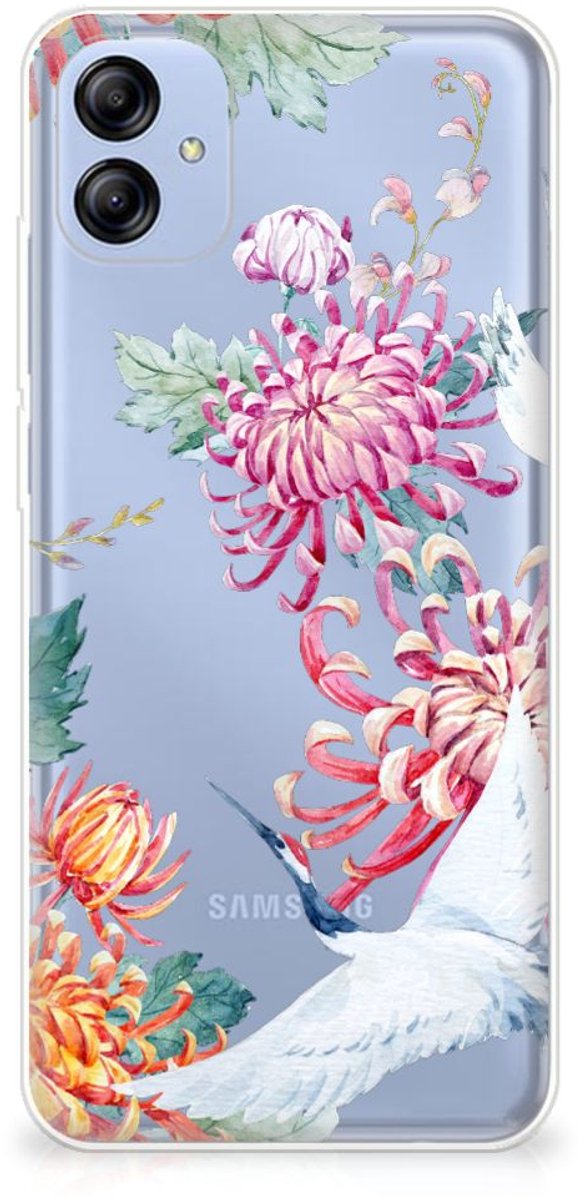 Samsung Galaxy A04e TPU Hoesje Bird Flowers