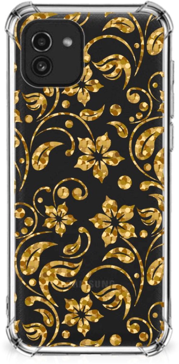 Samsung Galaxy A03 Case Gouden Bloemen
