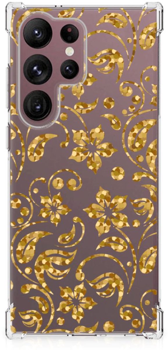 Samsung Galaxy S23 Ultra Case Gouden Bloemen