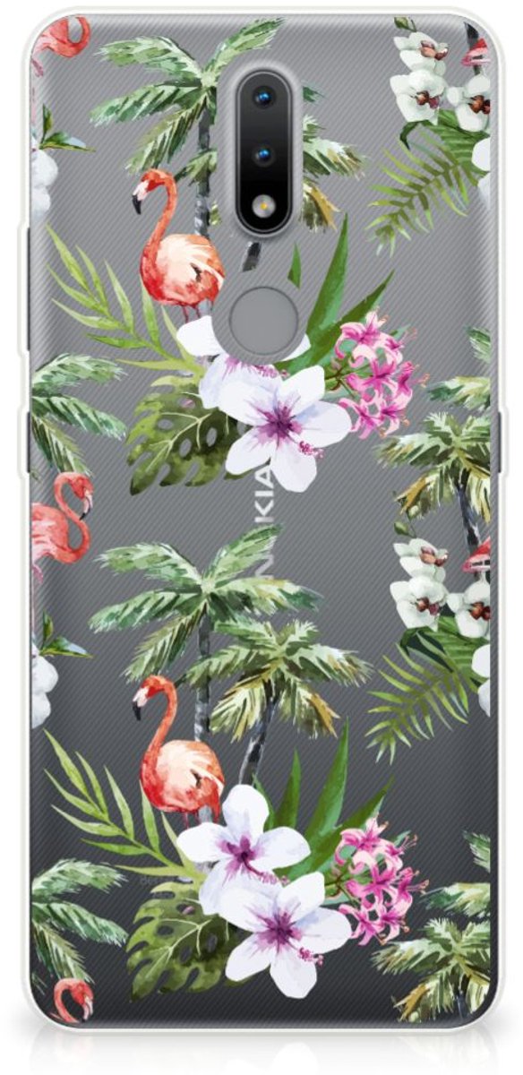 Nokia 2.4 TPU Hoesje Flamingo Palms