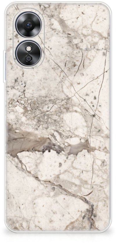 Coque Téléphone pour OPPO A17 TPU Bumper Silicone Étui Housse Marbre Beige