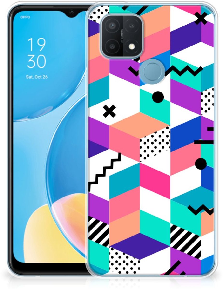 OPPO A15 TPU Hoesje Blokken Kleurrijk