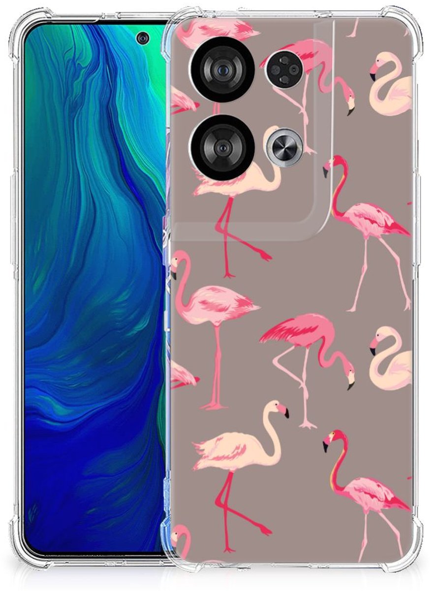 TPU Case Anti-Shock voor OPPO Reno8 Case Anti-shock Flamingo