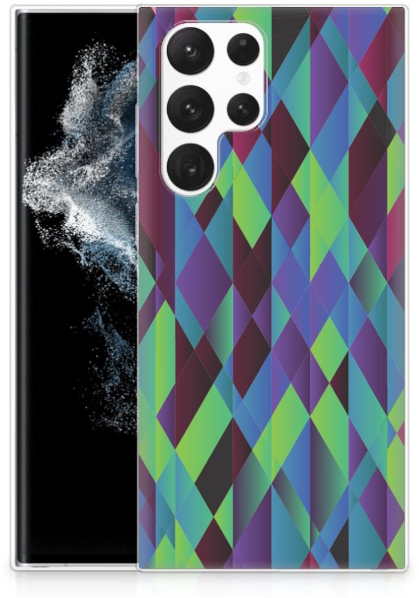Samsung Galaxy S22 Ultra TPU Hoesje Abstract Green Blue