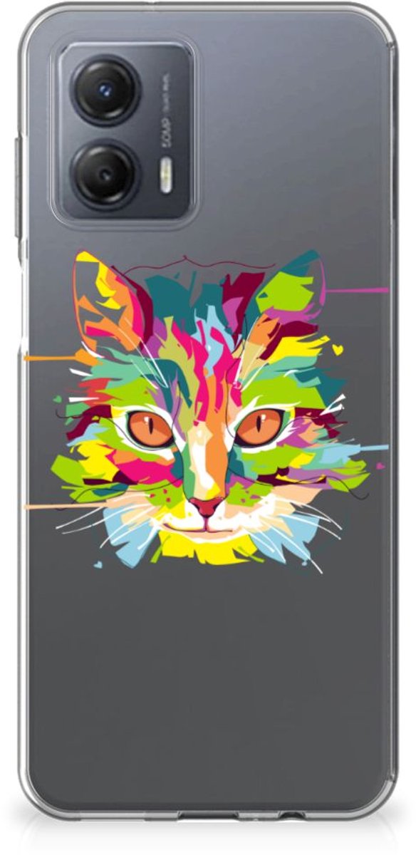 Motorola Moto G53 Telefoonhoesje met Naam Cat Color