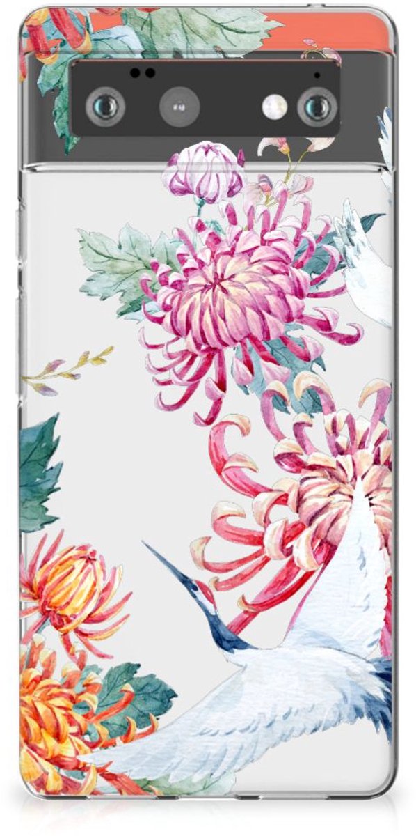 Google Pixel 6 TPU Hoesje Bird Flowers