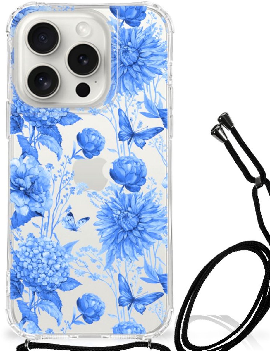 Case voor iPhone 15 Pro Flowers Blue