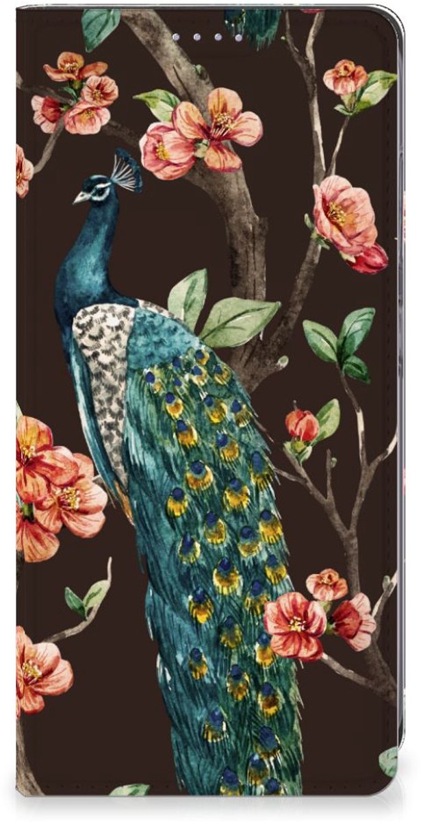 Book Case voor Samsung Galaxy S24 Plus Hoesje maken Pauw met Bloemen