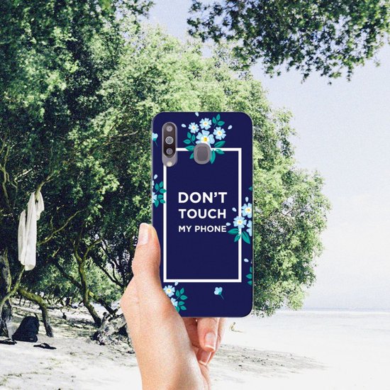 Housse en Cuir Etui de Protection pour Samsung Galaxy M30 Coque Téléphone Fleurs Bleues Dtmp