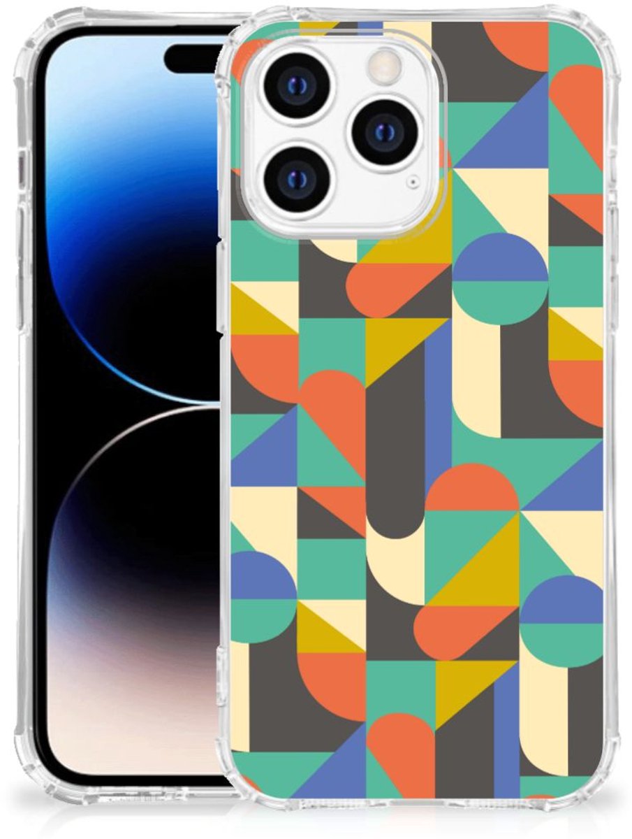 Apple iPhone 14 Pro Max Doorzichtige Silicone Hoesje Funky Retro