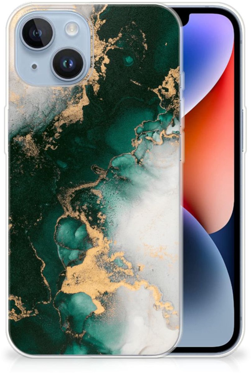 TPU Siliconen Hoesje voor Apple iPhone 14 Marmer Groen